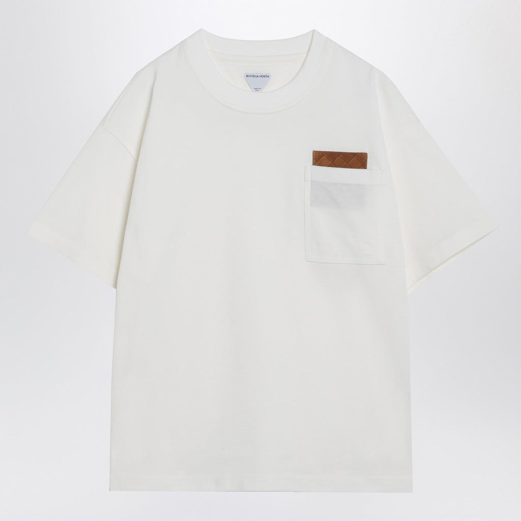 Bottega Veneta Women Ivory T-Shirt With Interwoven Pattern Patch
