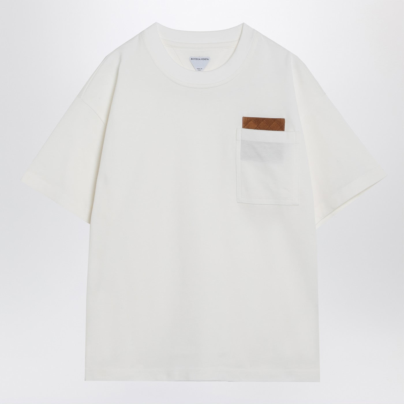 Bottega Veneta Women Ivory T-Shirt With Interwoven Pattern Patch