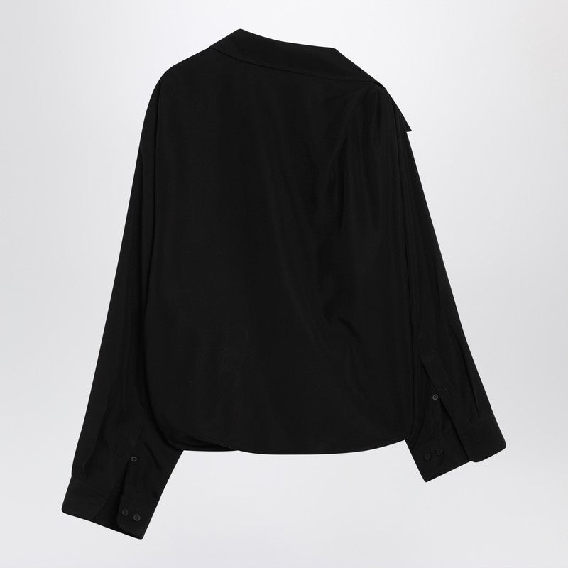 Balenciaga One-Shoulder Black Shirt In Poplin Women