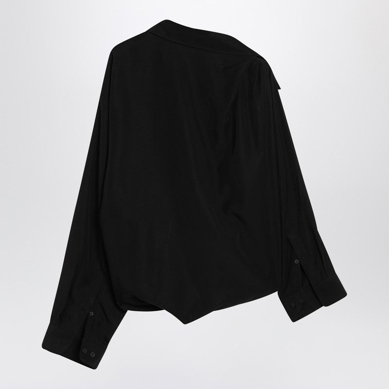 Balenciaga One-Shoulder Black Shirt In Poplin Women