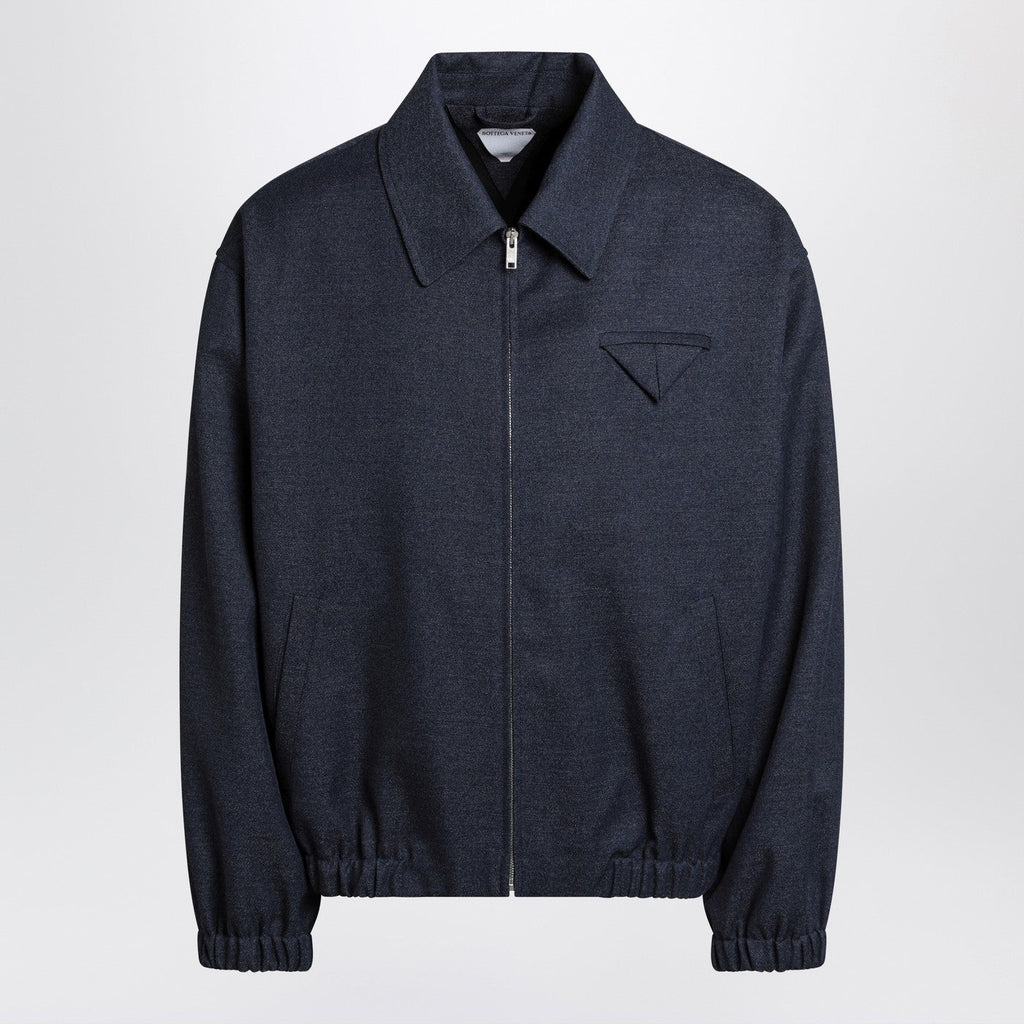 Bottega Veneta Men Indigo Blue Zipped Wool Jacket