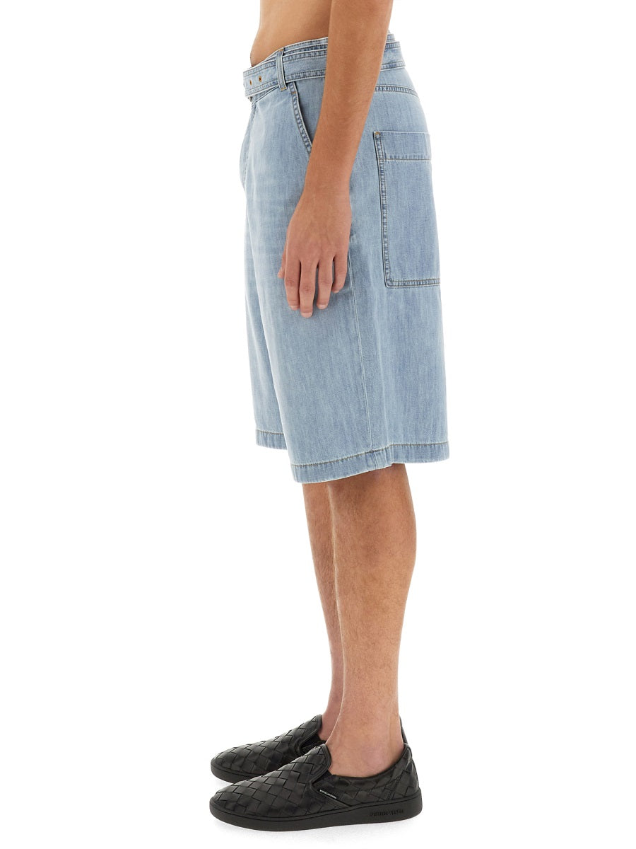Bottega Veneta Men Denim Bermuda Shorts