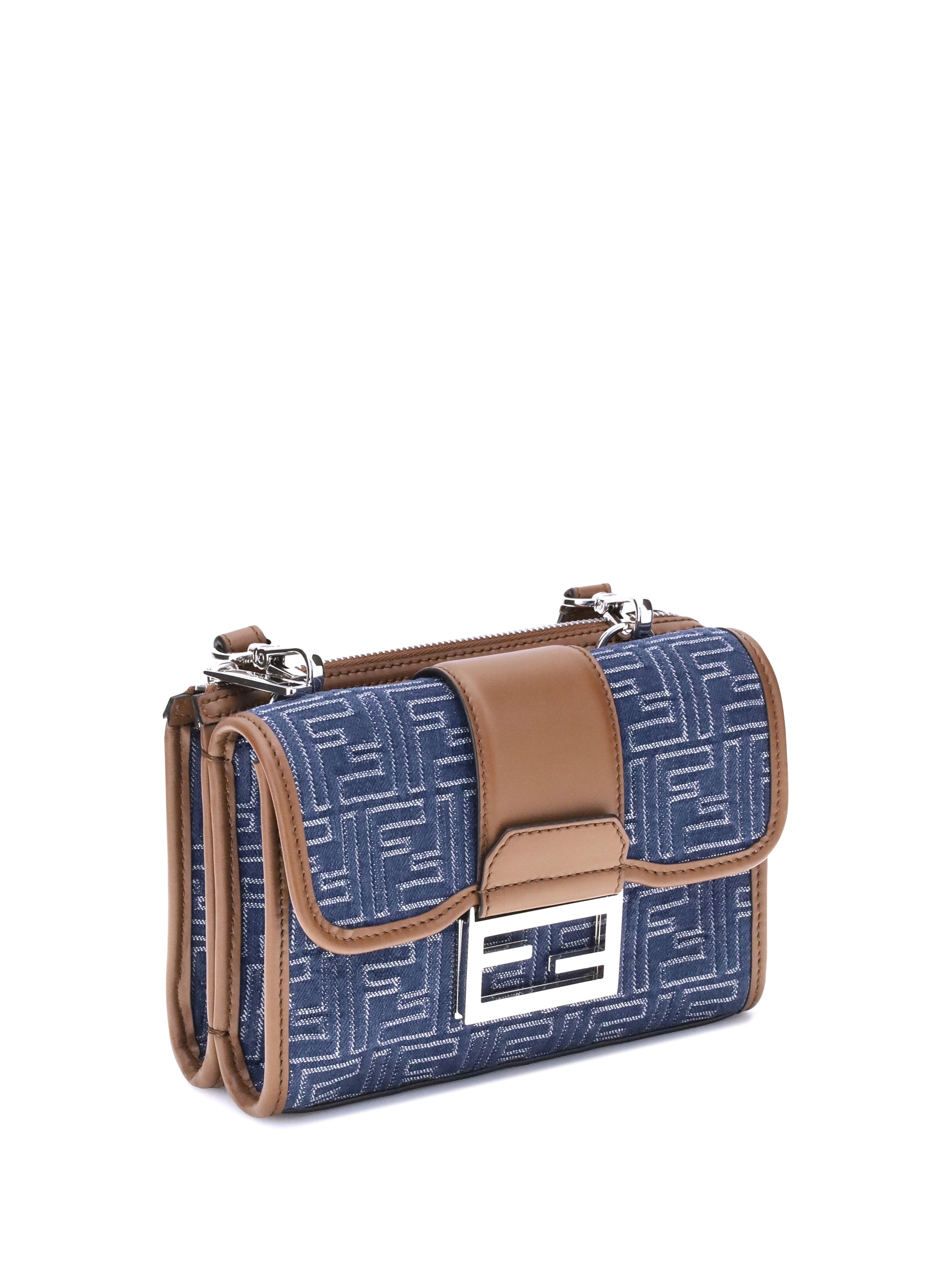 Fendi Men Baguette Denim Shoulder Bag