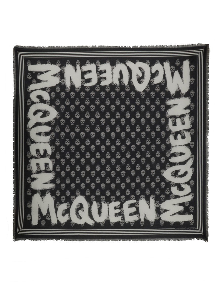 Alexander Mcqueen Men Graffiti Biker Scarf