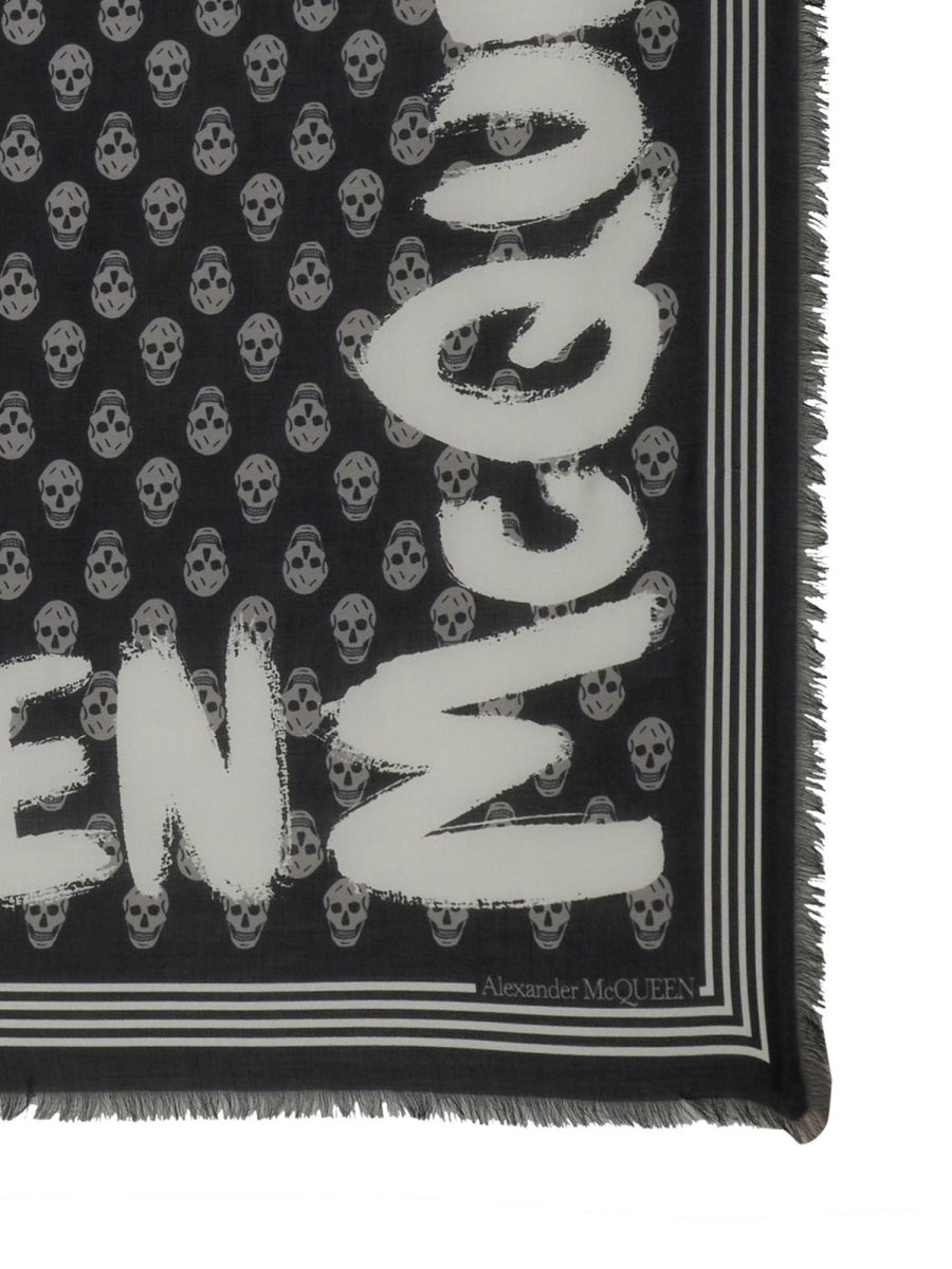 Alexander Mcqueen Men Graffiti Biker Scarf