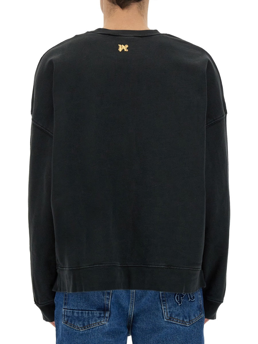 Palm Angels Men "Burning Monogram" Print Sweatshirt