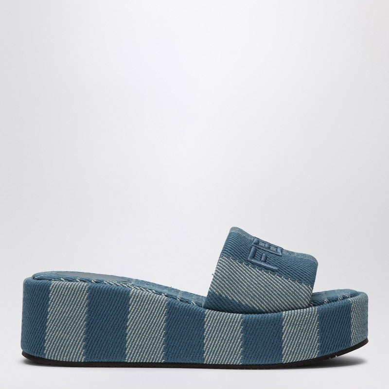 Fendi Fendi Sunshine Slide In Blue Denim-Effect Jacquard Women