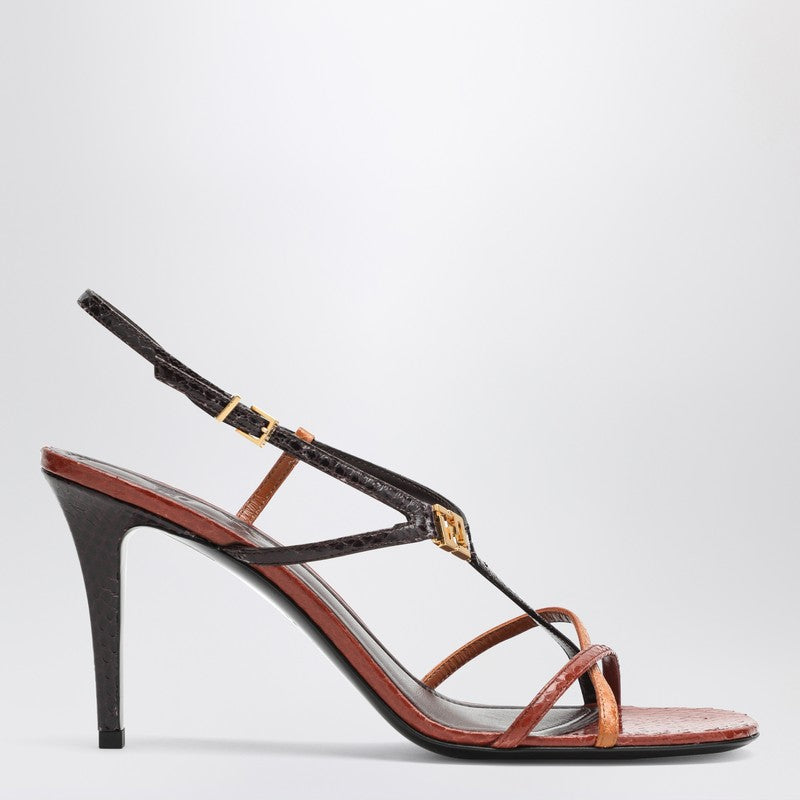 Fendi Fendi Ffold Burgundy/Brown Heel Sandal Women