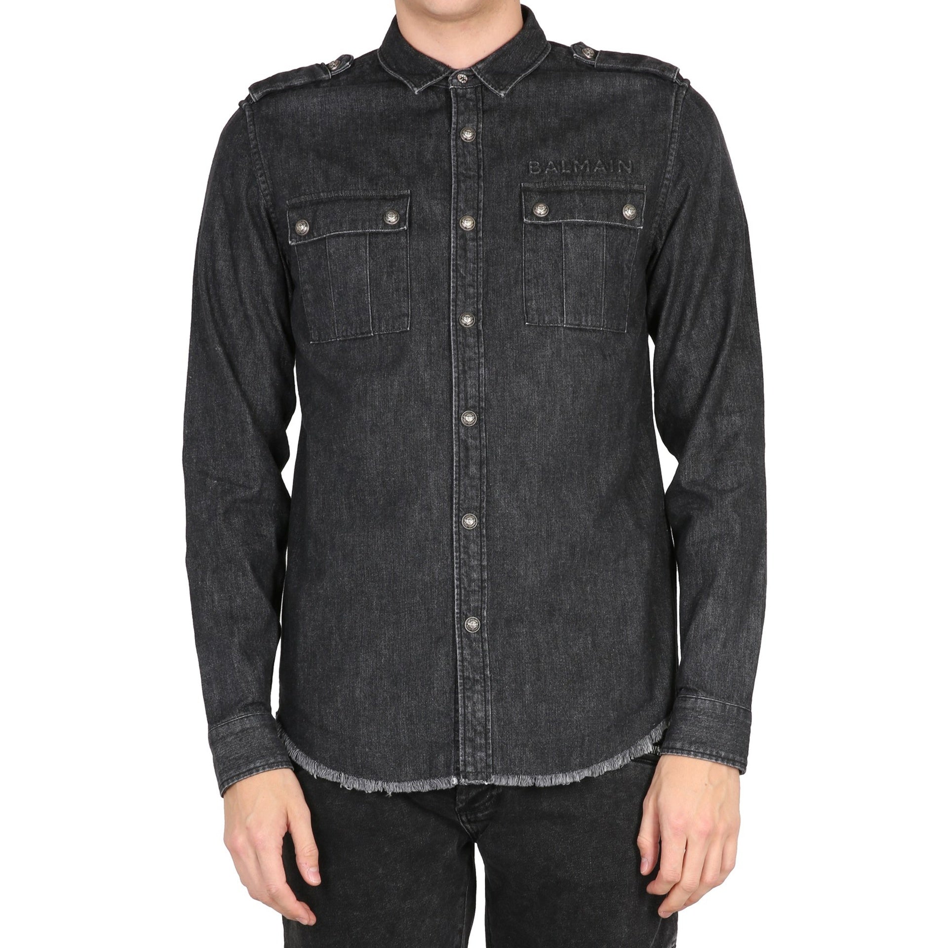 Balmain Cotton Denim Shirt Men