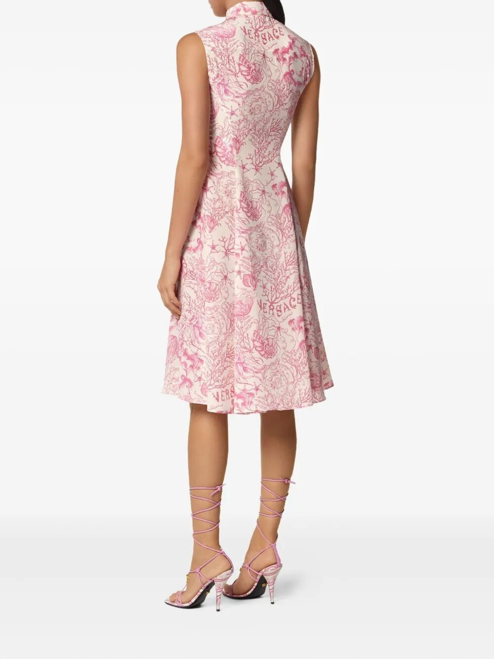 Versace Women Dress Crepe De Chine Print `Underwater Barocco Bicolour Allover`