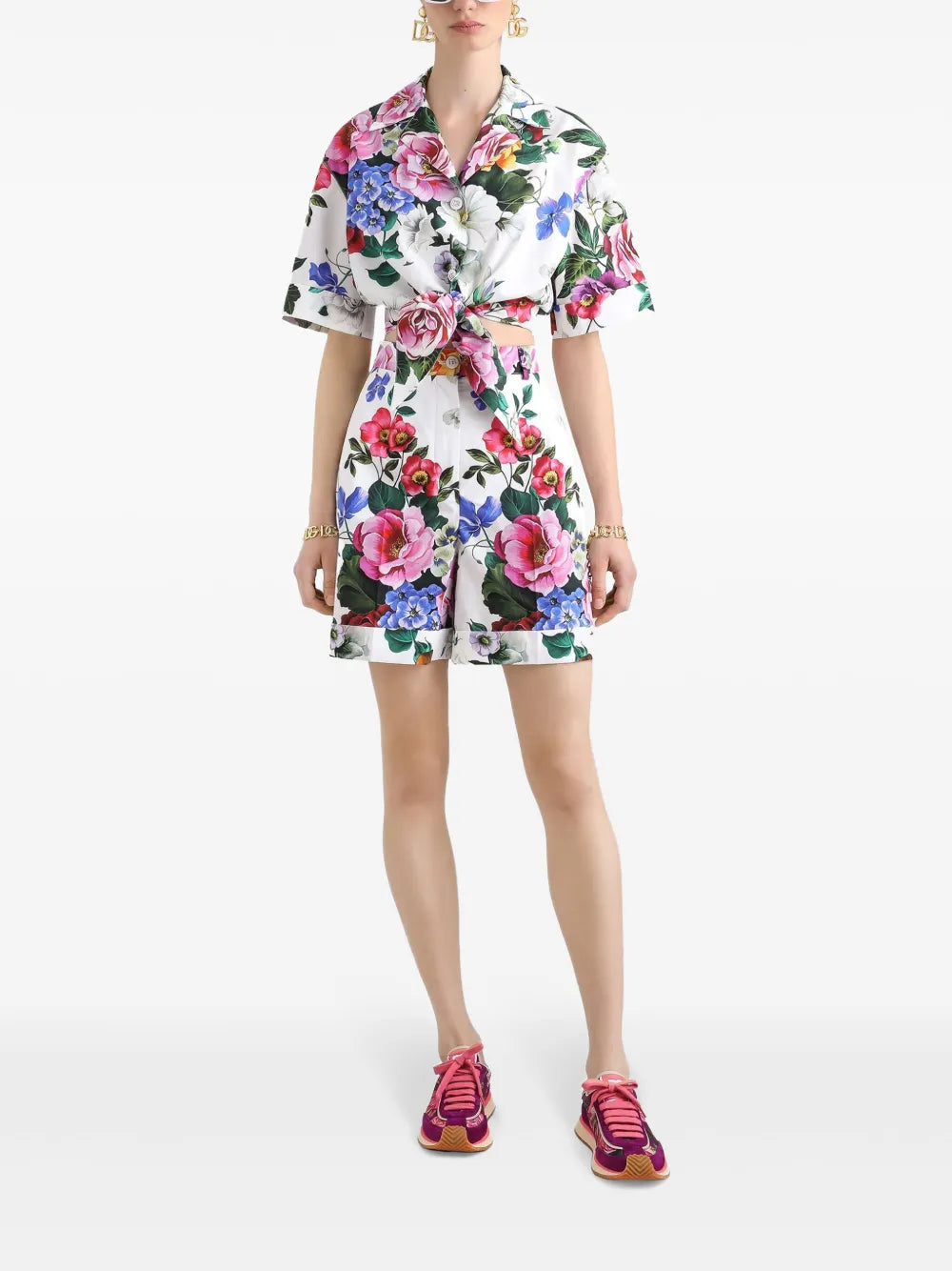 Dolce & Gabbana Women Shirt With Flower Print Bow
