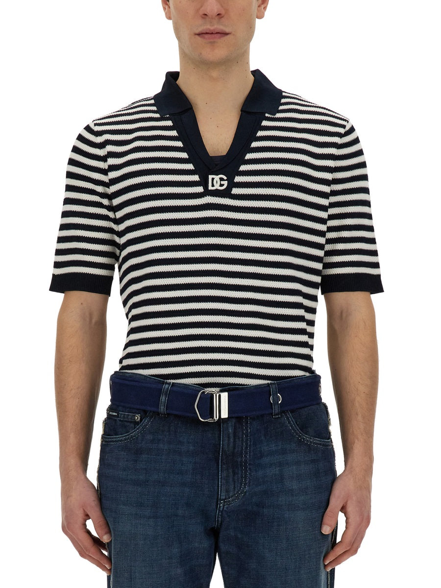 Dolce & Gabbana Men V-Neck Polo Shirt
