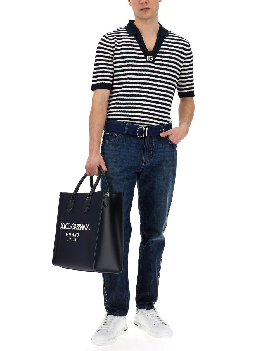 Dolce & Gabbana Men V-Neck Polo Shirt