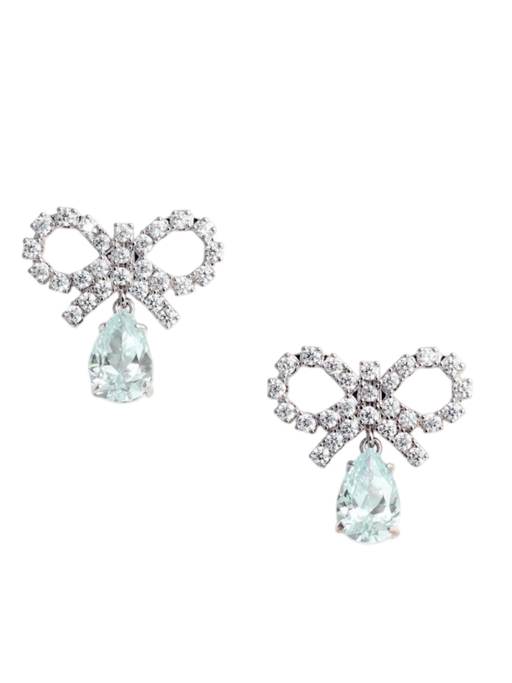 Self-Portrait Women Micro Bow Blue Drop Earrings