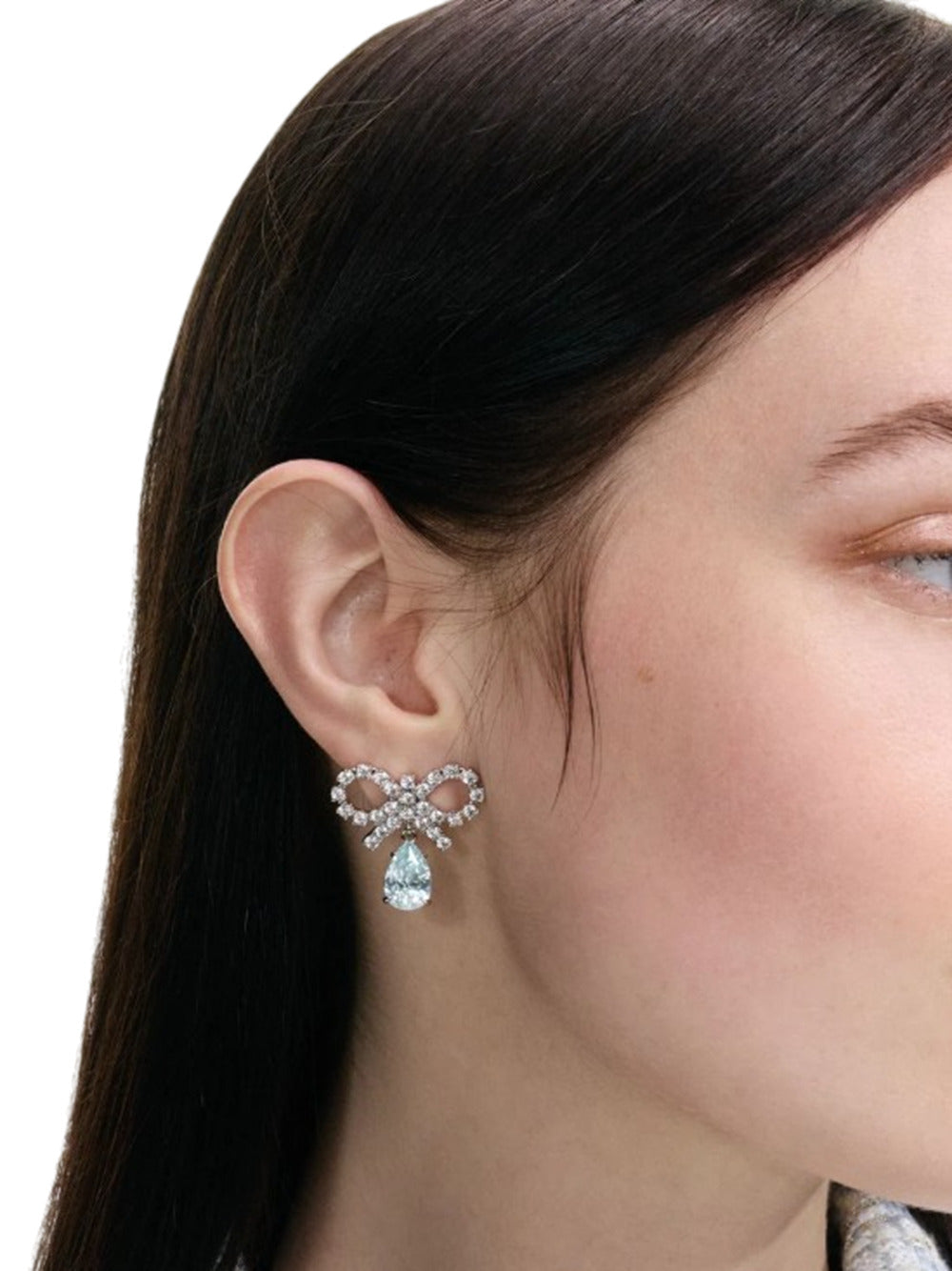 Self-Portrait Women Micro Bow Blue Drop Earrings