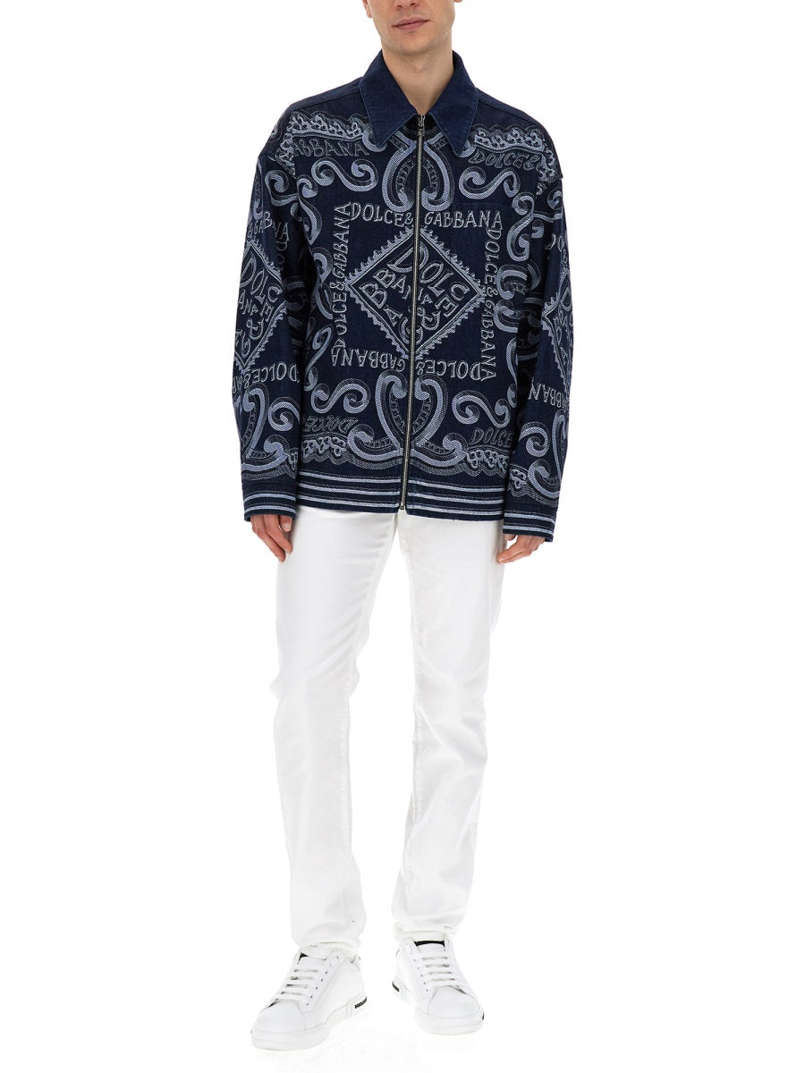 Dolce & Gabbana Men Navy Print Cardigan