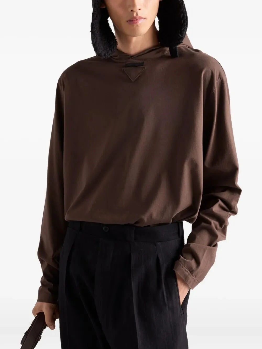 Prada Men Cotton Hooded T-Shirt