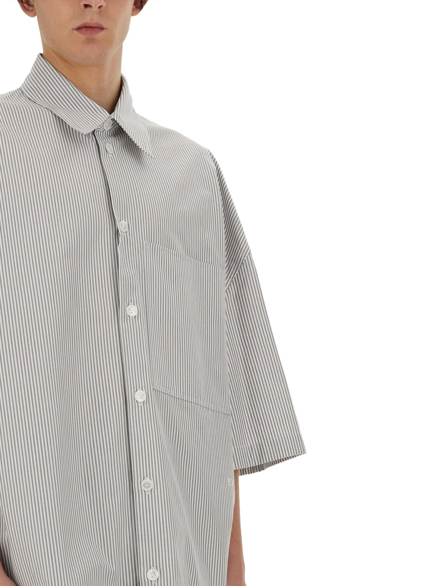 Bottega Veneta Men Striped Overshirt With "Bv" Embroidery