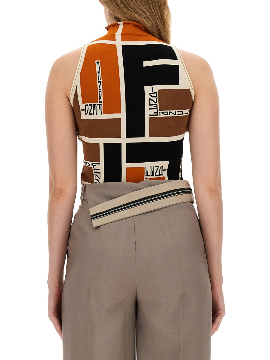 Fendi Women Ff Puzzle Pattern Top