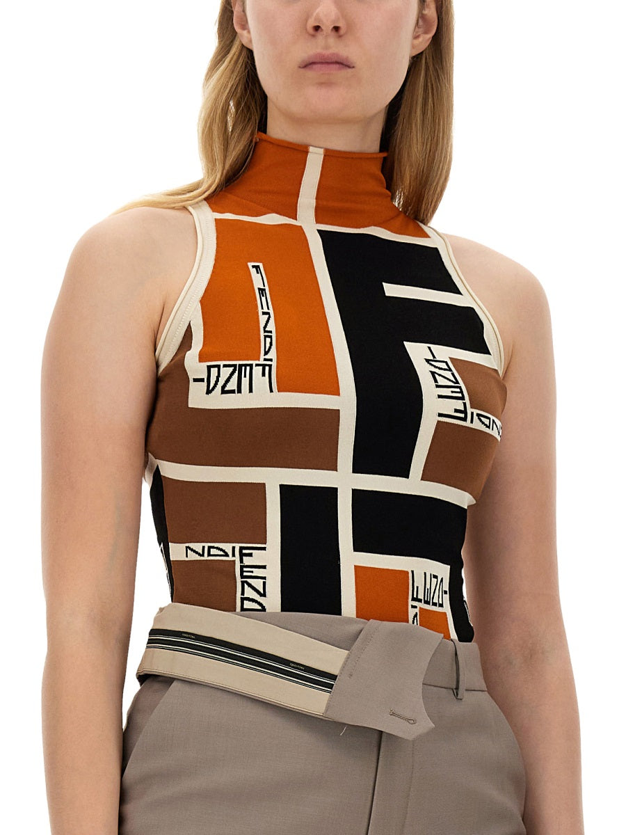Fendi Women Ff Puzzle Pattern Top