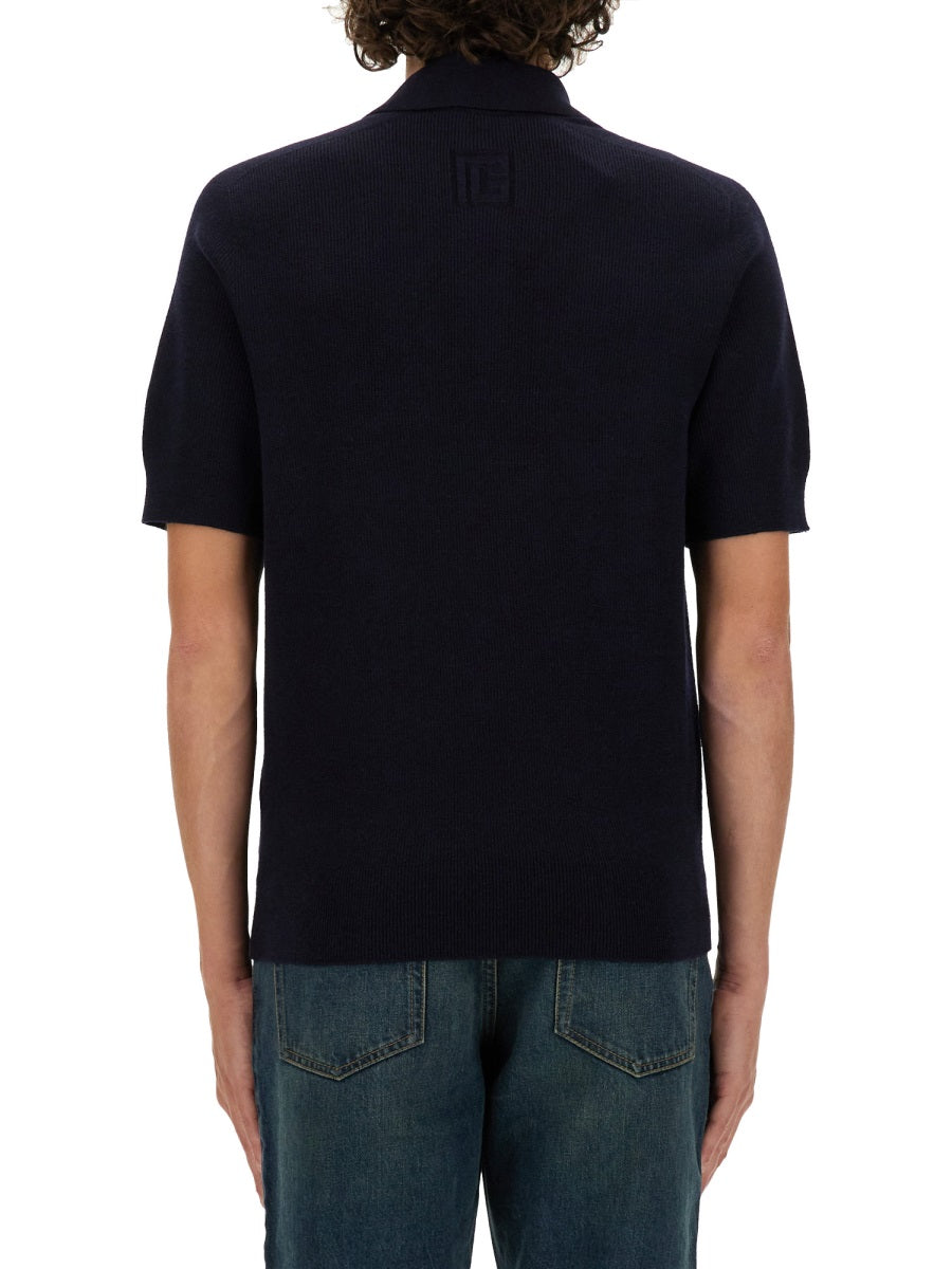 Balmain Men Merino Wool Polo Shirt