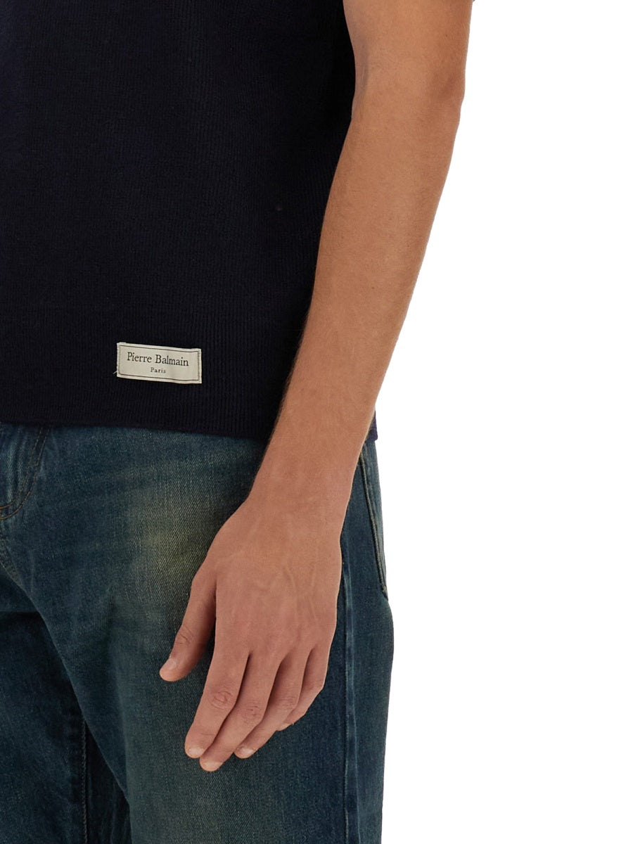 Balmain Men Merino Wool Polo Shirt