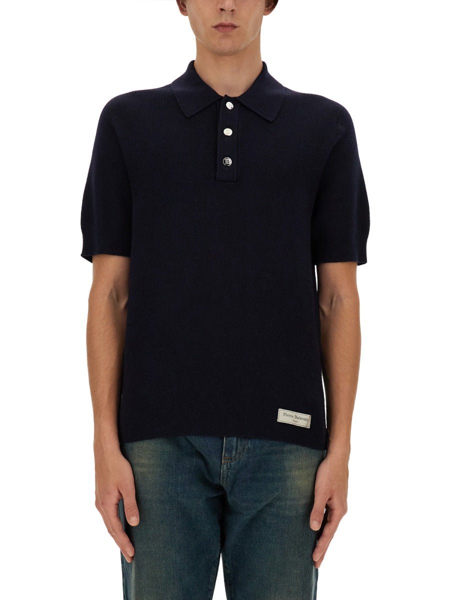 Balmain Men Merino Wool Polo Shirt