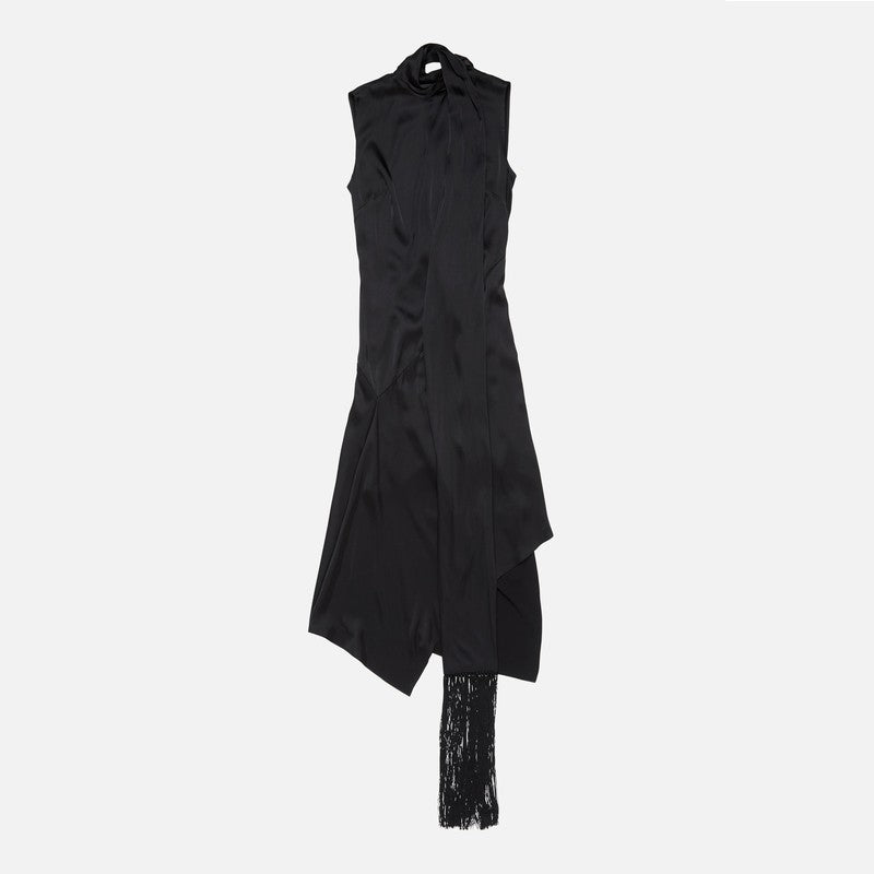 Acne Studios Black Satin Dress With Scarf Women