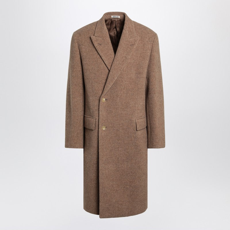 Auralee Beige Double-Breasted Wool Coat Men