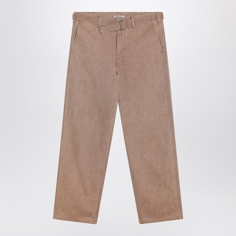 Auralee Light Brown Cotton Trousers Men