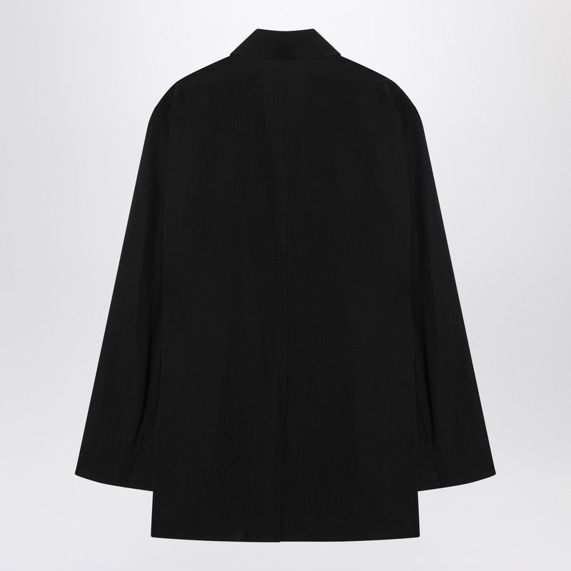 Auralee Single-Breasted Black Jacket In Cotton And Wool Men