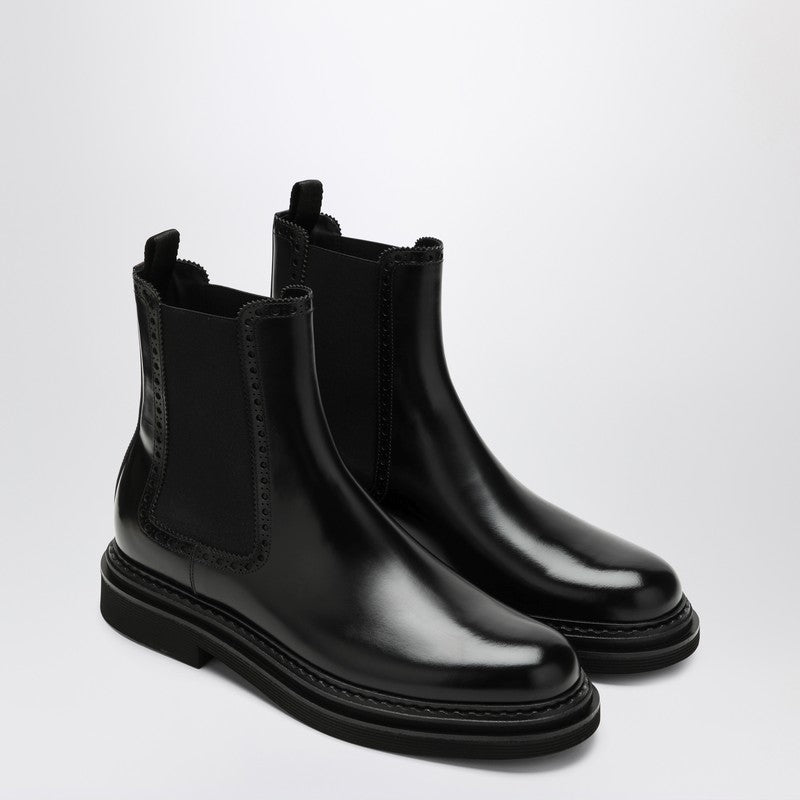 Dolce&Gabbana Black Leather Ankle Boot Men