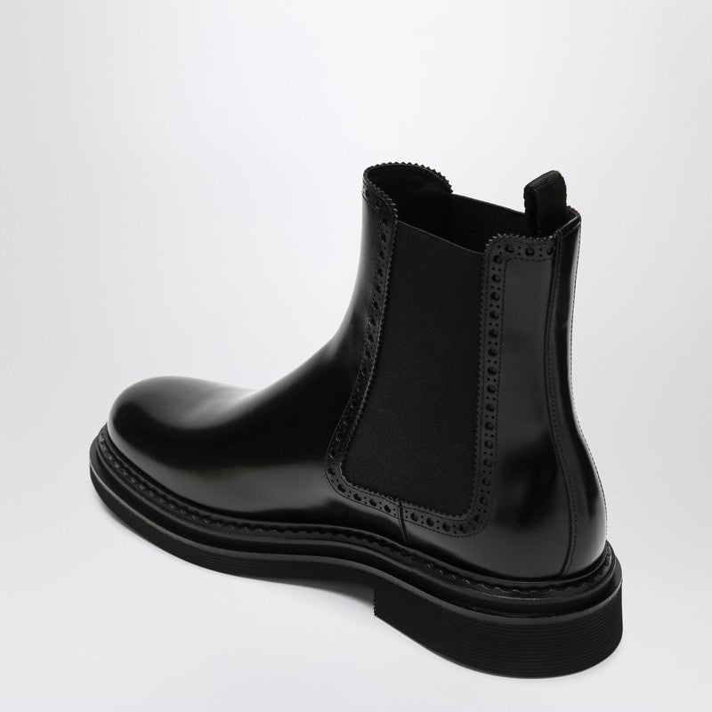 Dolce&Gabbana Black Leather Ankle Boot Men