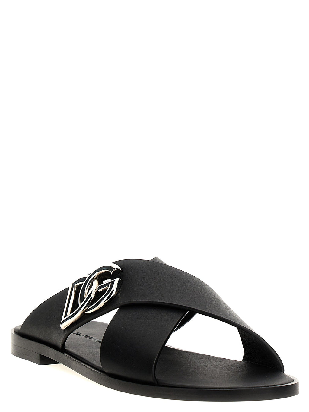 Dolce & Gabbana Men Logo Leather Sandals