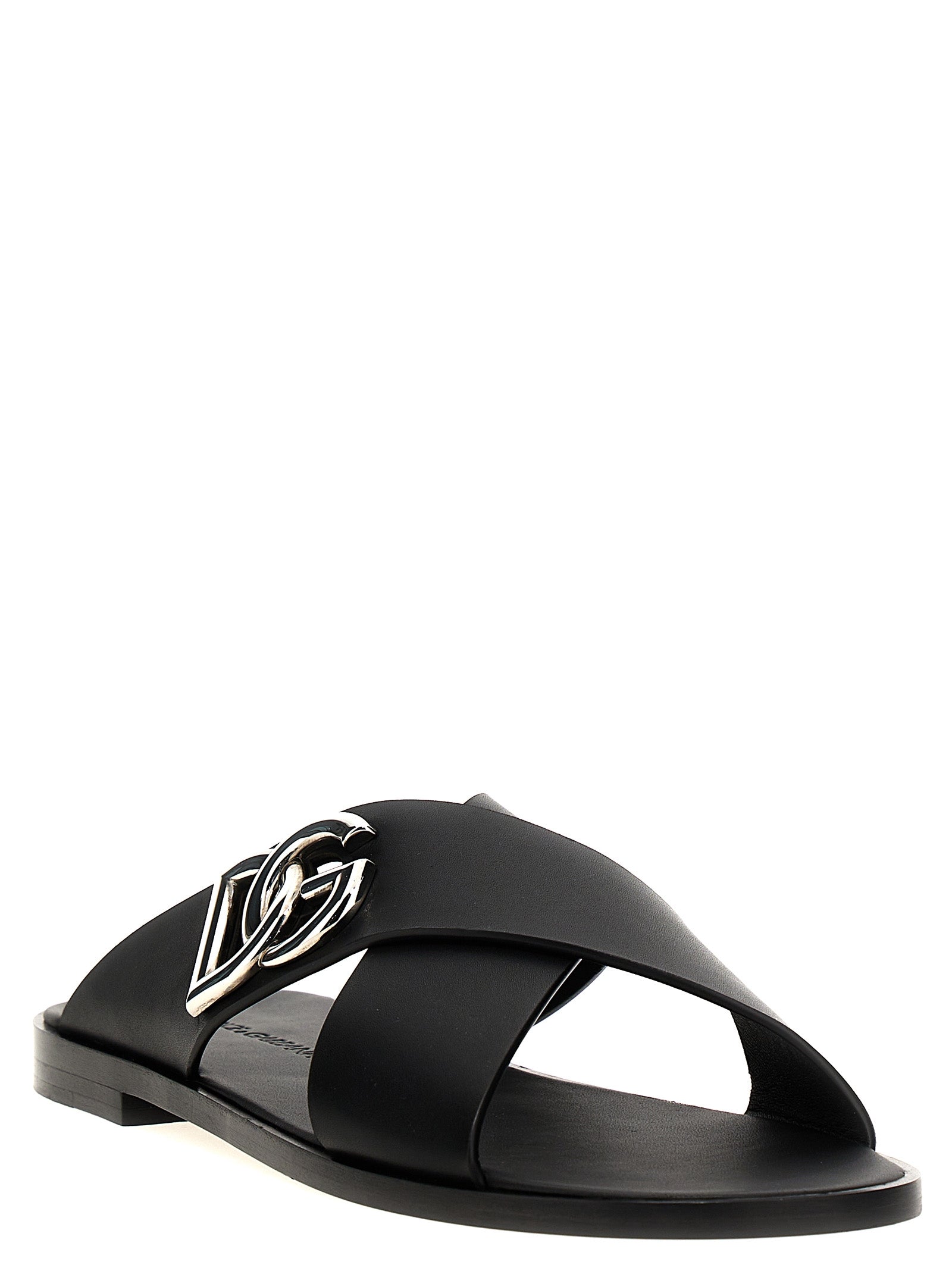 Dolce & Gabbana Men Logo Leather Sandals