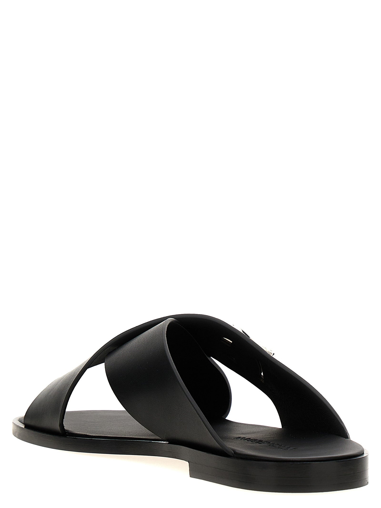 Dolce & Gabbana Men Logo Leather Sandals