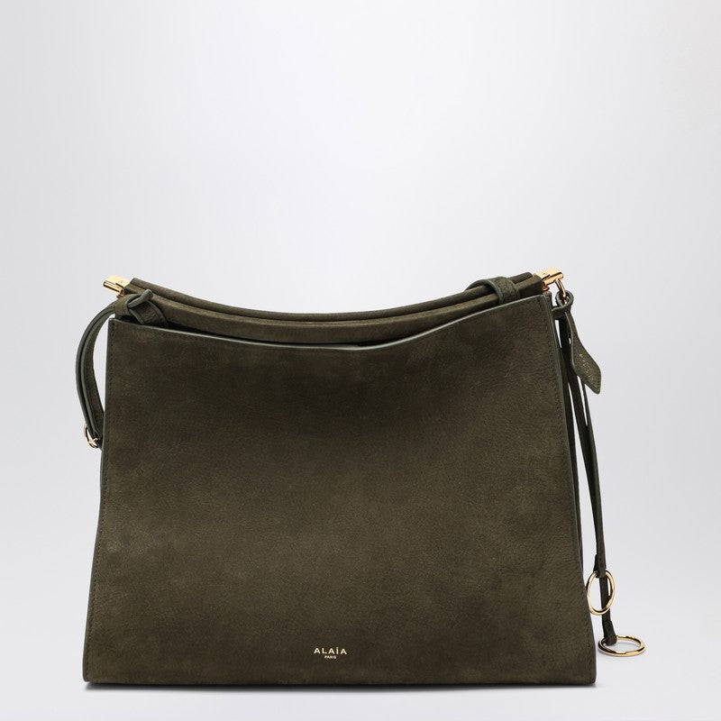 Alaia Le Click Medium Square Khaki Nubuck Bag Women