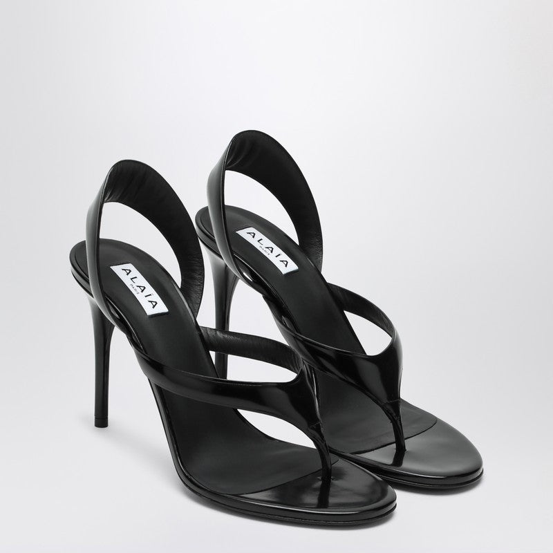 Alaia Black Leather Flip-Flops Women