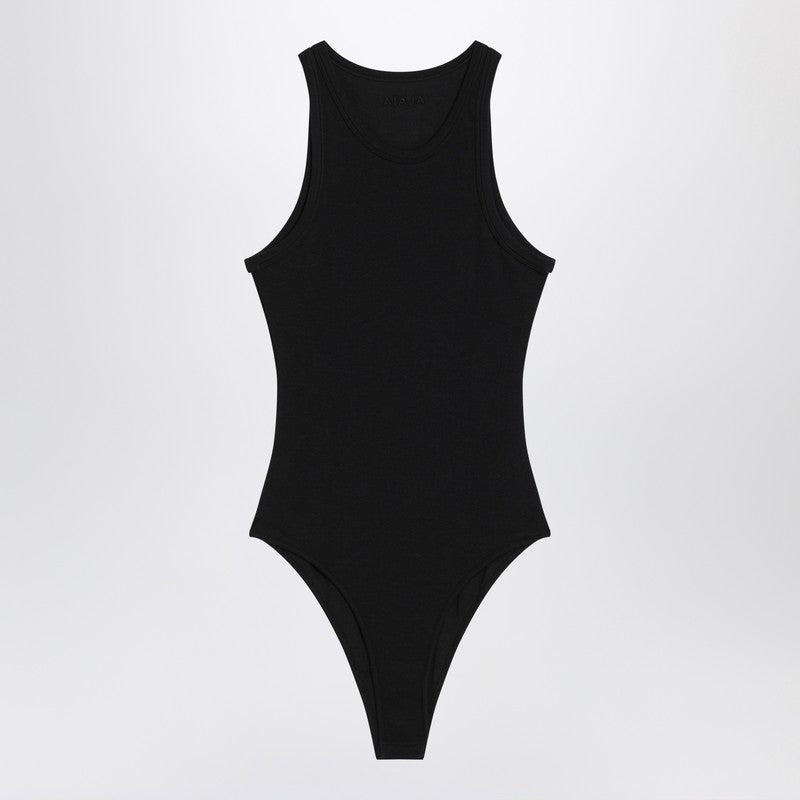 Alaia Black Sleeveless Ribbed Bodysuit Women