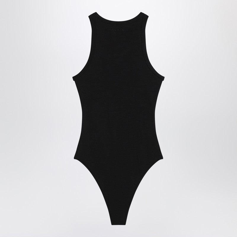 Alaia Black Sleeveless Ribbed Bodysuit Women