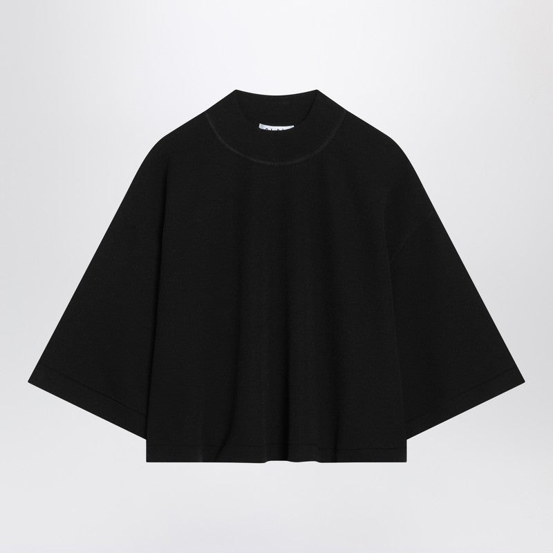 Alaia Black Crop T-Shirt In Cotton Knit Women