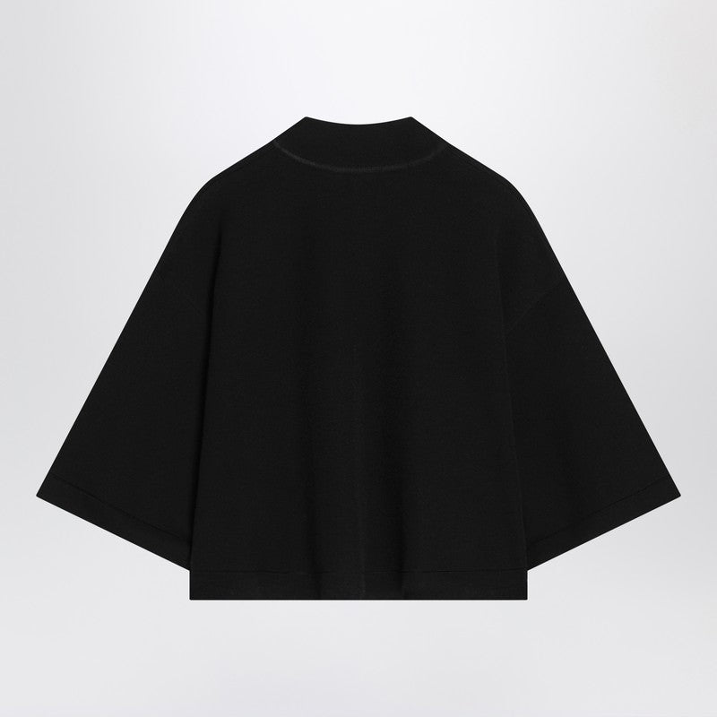 Alaia Black Crop T-Shirt In Cotton Knit Women