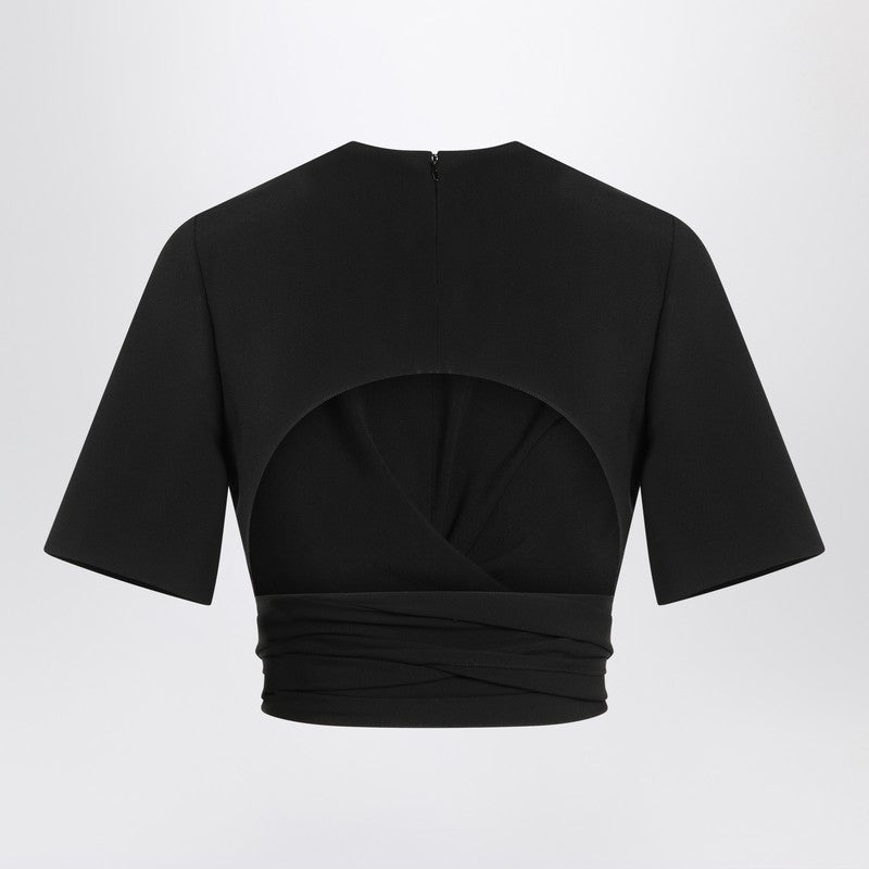 Alaia Black Crossed Top In Viscose Jersey Women