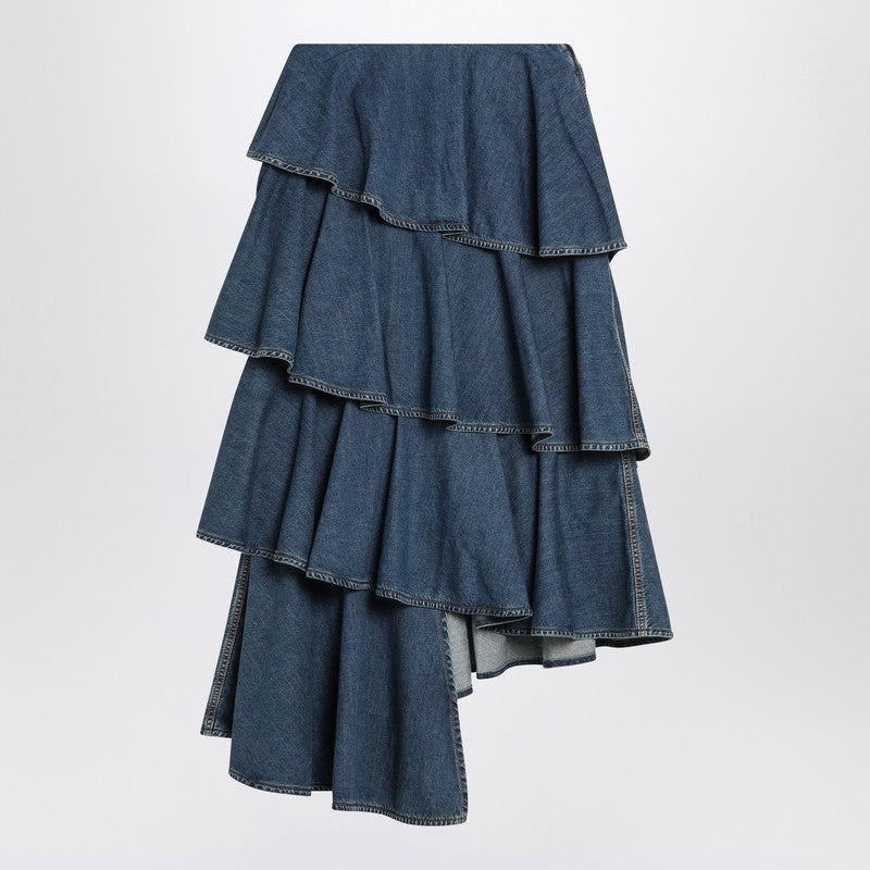 Alaia Asymmetrical Spiral Denim Skirt Women