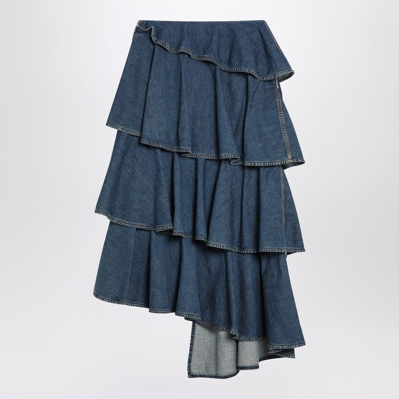 Alaia Asymmetrical Spiral Denim Skirt Women