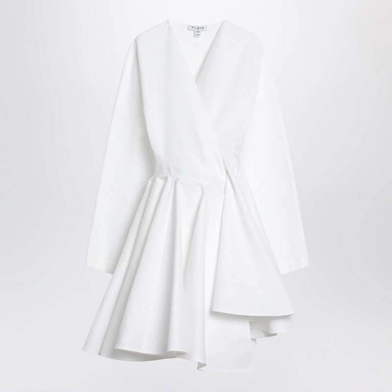 Alaia Asymmetrical White Cotton Dress Women