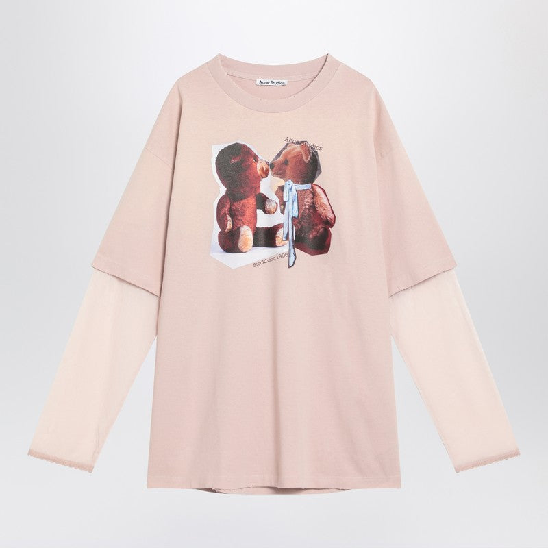 Acne Studios Pink Violet Layered T-Shirt With Print Women