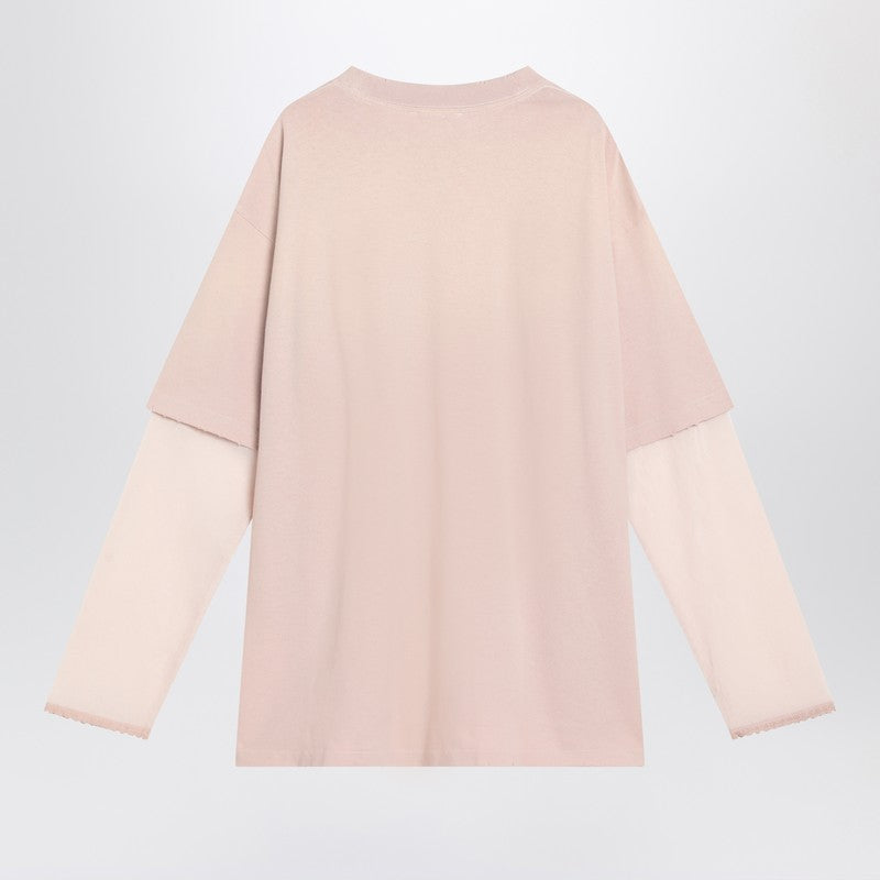 Acne Studios Pink Violet Layered T-Shirt With Print Women