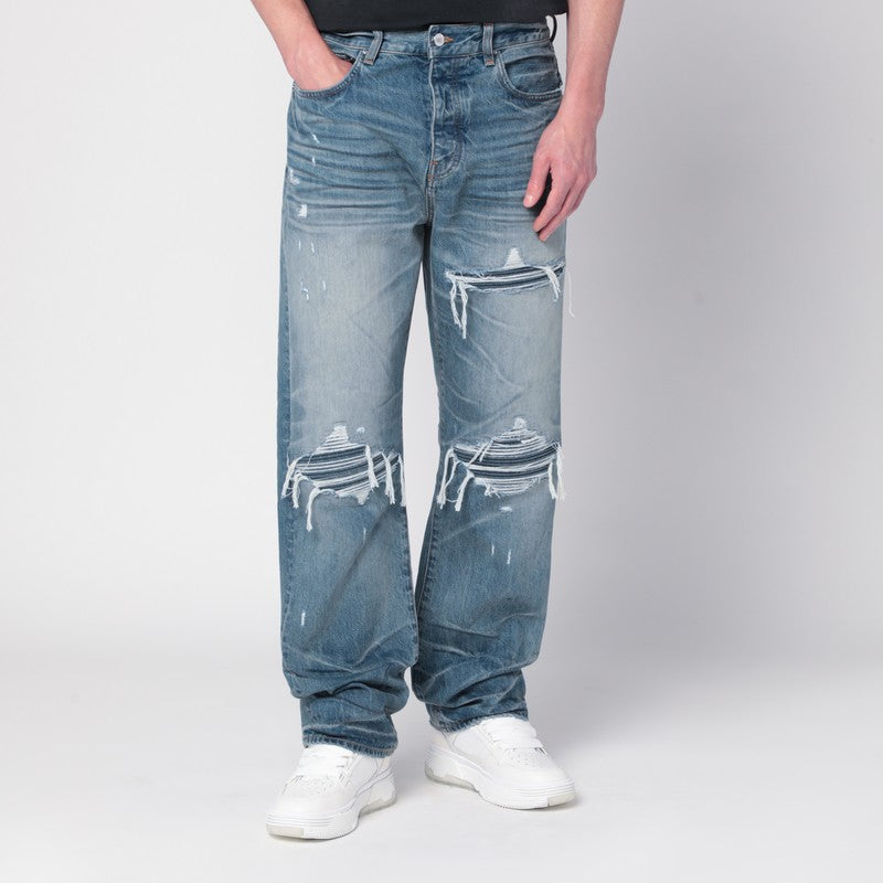 Amiri Jeans With Rips Honeycomb Indigo Men