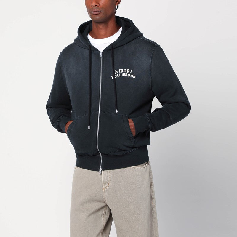 Amiri Faded Black Zip Sweatshirt With Logo Men